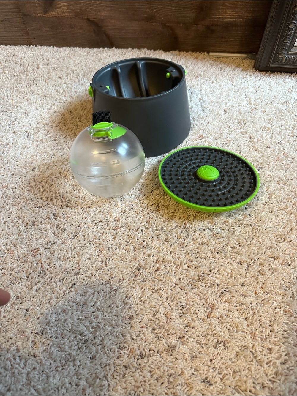 Gray and Green Multi purpose Dog Feeder Toy